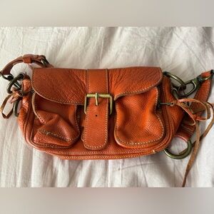 Roots Burnt Orange Leather Shoulder Bag